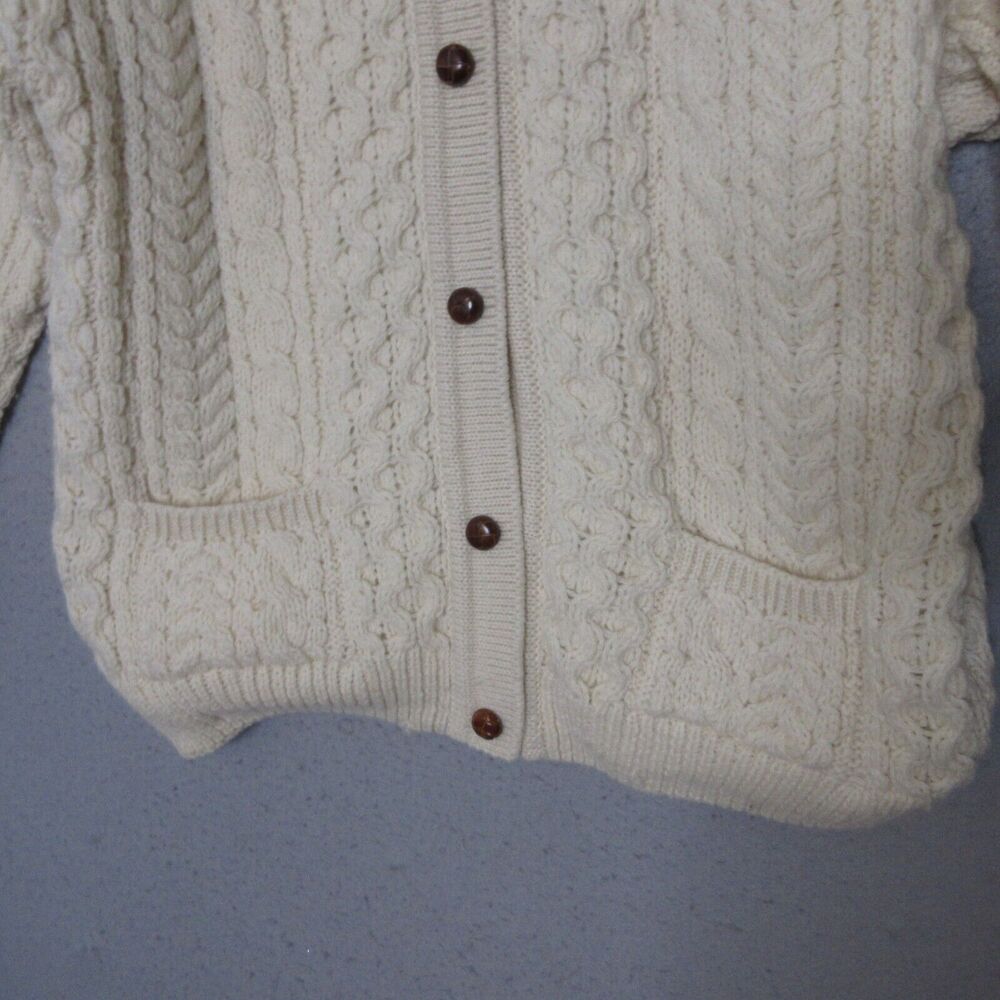 Cashs of Ireland Cardigan Women Large Pure Wool Ireland Fisherman Lined RARE - Picture 3 of 10